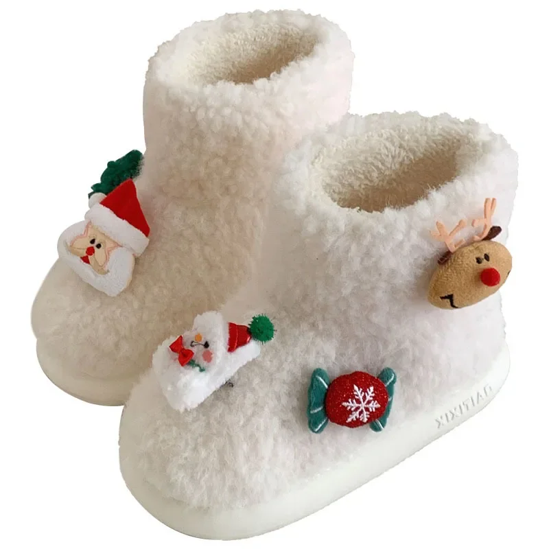 2025 New Christmas Winter Women's Boots Creative Cartoon Santa Plush Cotton Shoes Outdoor Comfort Non-slip Fashion Snow Boots