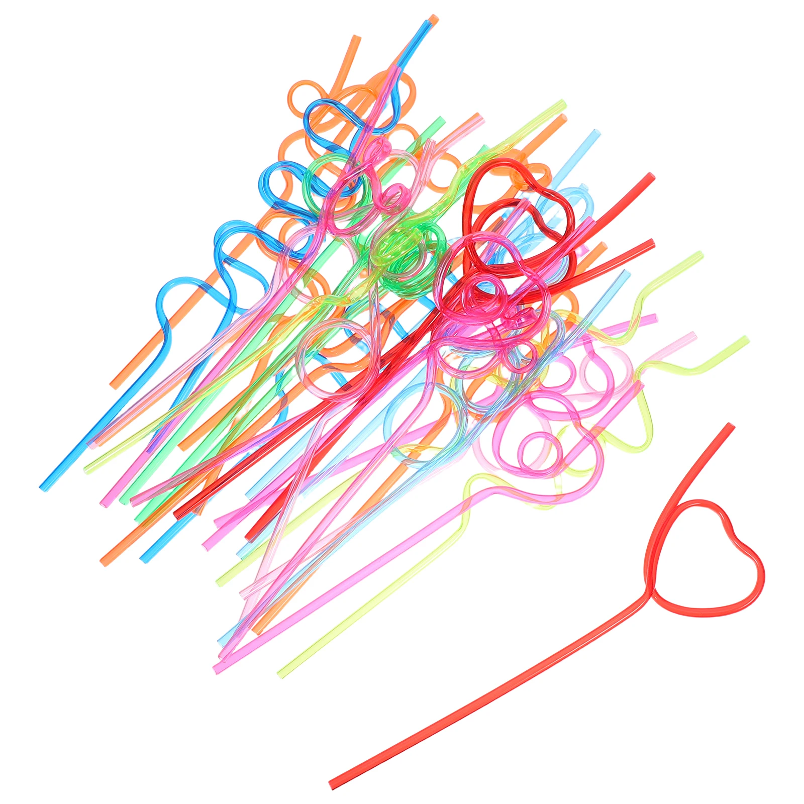 

30 pcs Reusable Drinking Set Plastic For Party Supplies Creative Themed Favors Cold Drinks Straws Heart