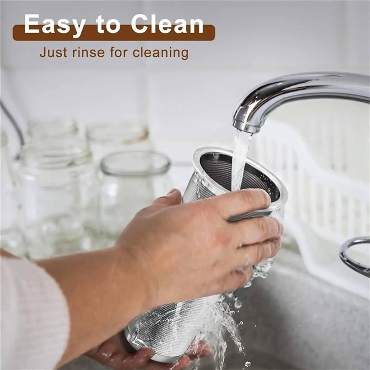 Cold Brew Coffee Filter for 64OZ Glass MasonJar Pitcher - Fine Mesh, 304 Stainless Steel Filter with Sealing Ring &LICG