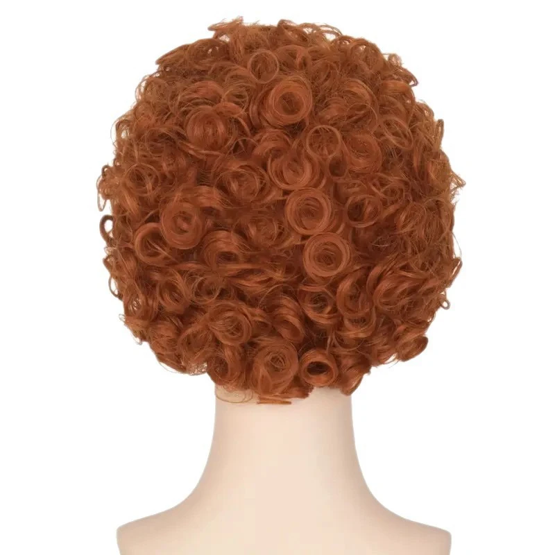 Brązowa Peruka Instant Noodle Roll Afrykańska Peruka Fluffy z Włókna Wysokotemperaturowego z Guzikami i Siatką Dekoracja na Festiwal Imprezę Zestaw Włosów Unisex Pełna Peruka