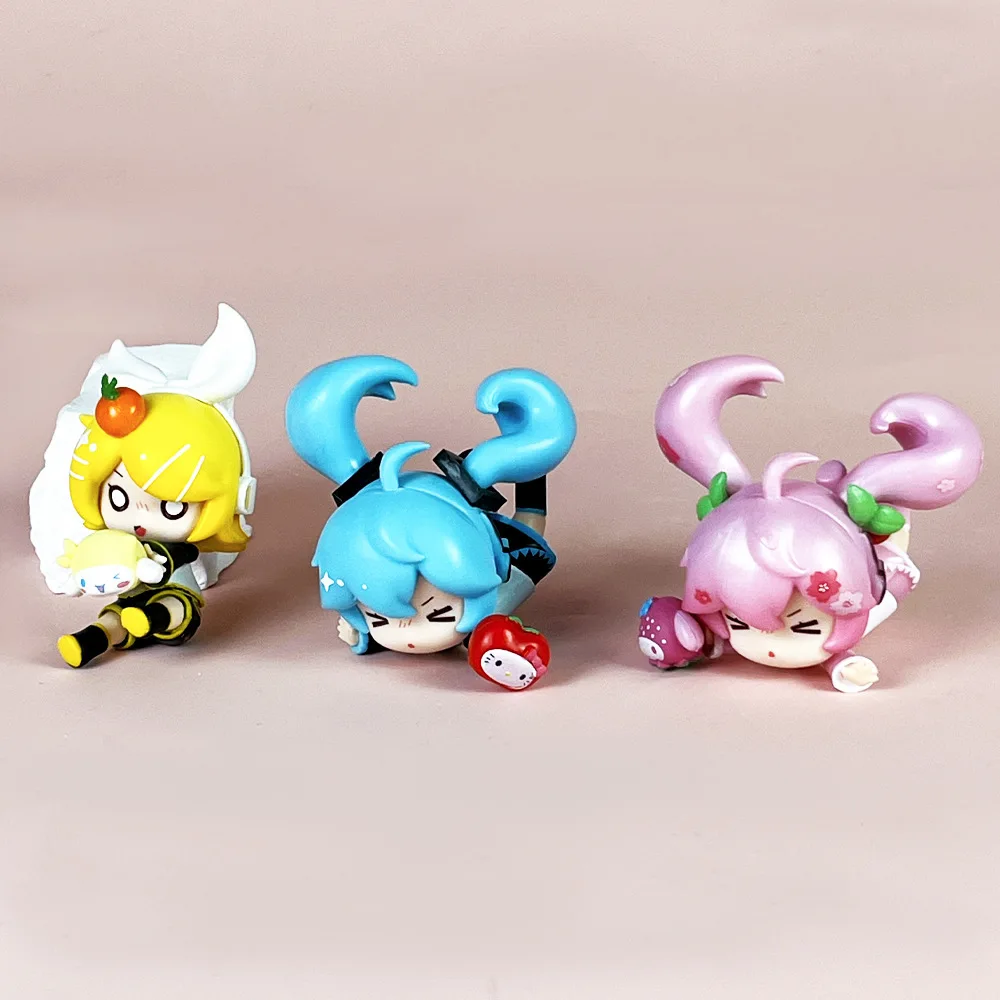 ใหม่ 6 ชิ้น/เซ็ต Hatsune Miku อะนิเมะสาว Fell Down Melody Miku รุ่นสะสมเครื่องประดับตกแต่งรถของขวัญของเล่นเด็ก