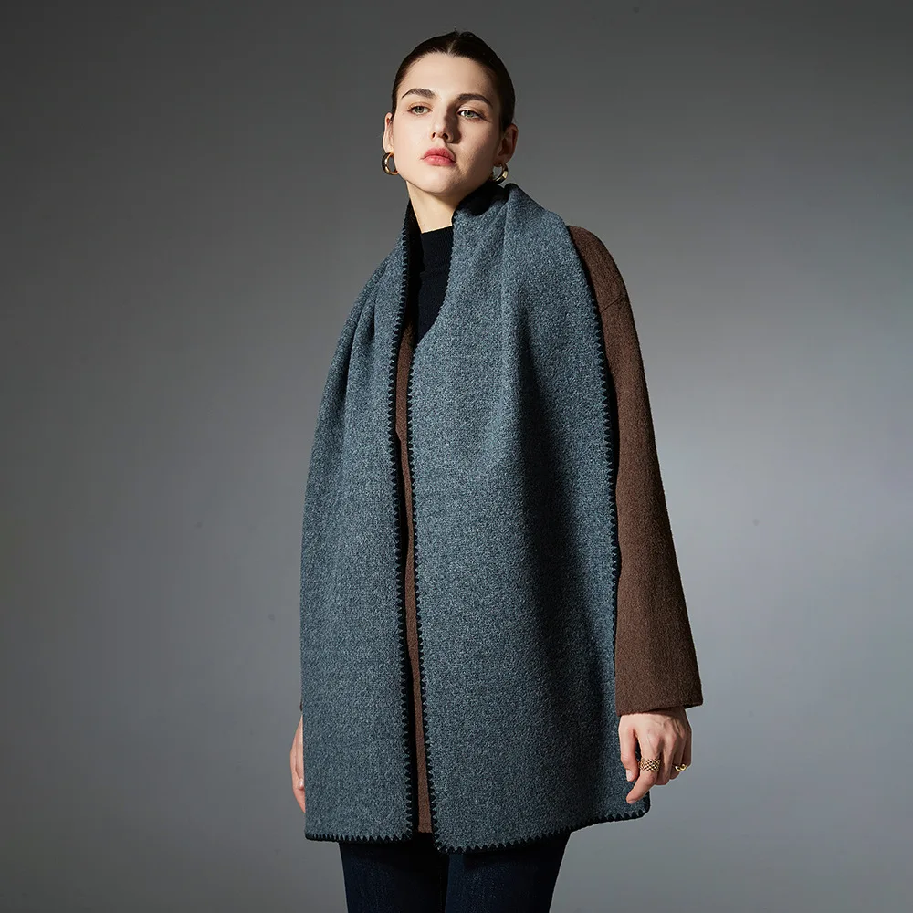 Winter Mid-High Grey  Scarf Unisex Couple Fashionable Versatile Warmth Neck Warmer Elegant Casual Stylish Business