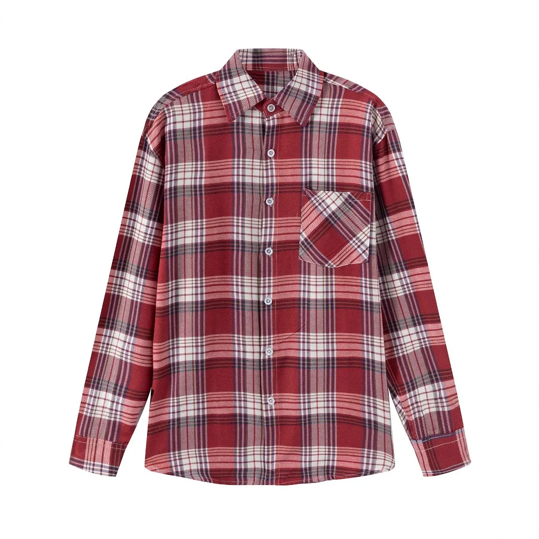 

New Men's Casual Fashion Bottom Classic Versatile Plaid Single-breasted Lapel Shirt