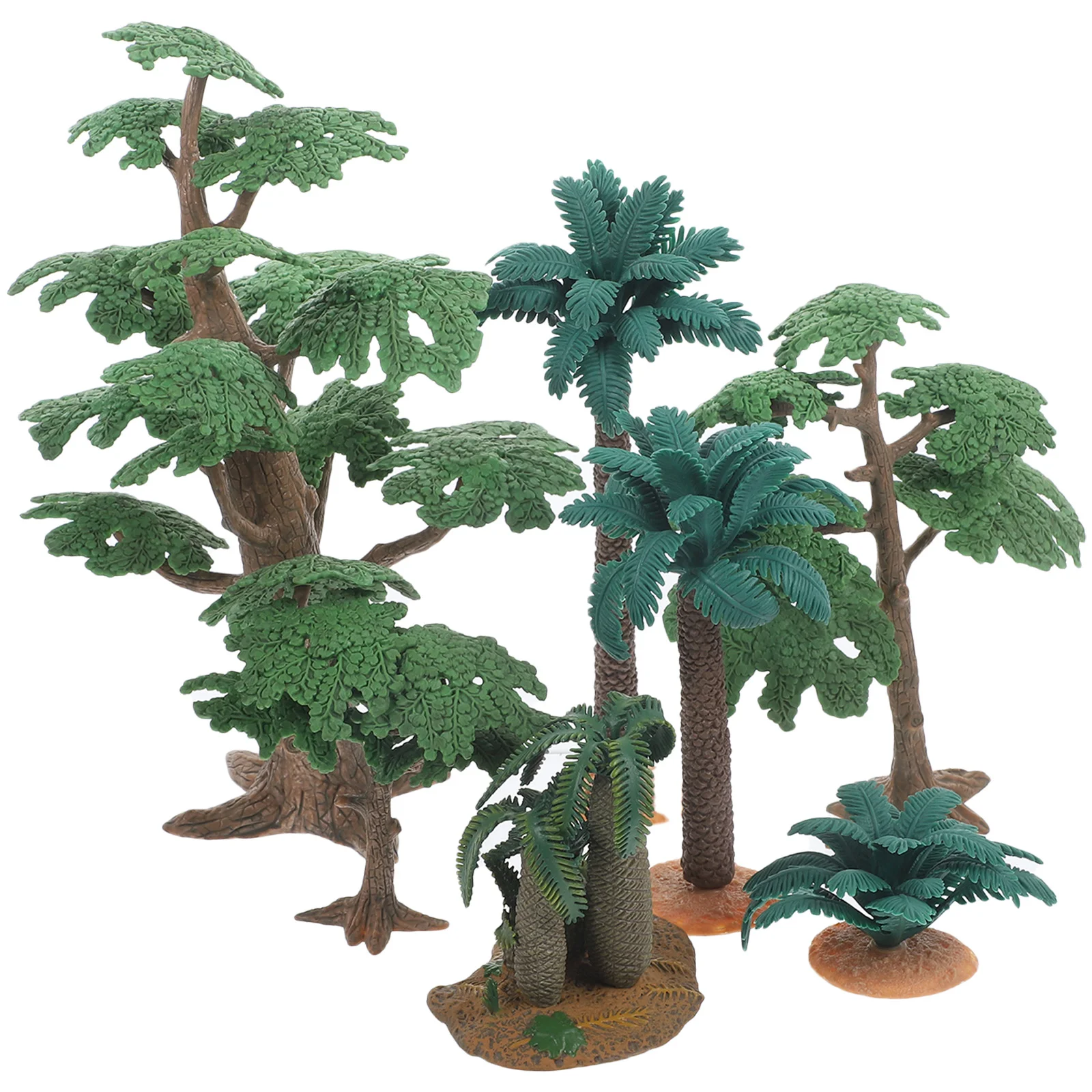 7 Pcs Tree Model Simulated Forest Scene Plant Set Models 24x17x15cm Pvc Micro Ornament Mini Landscape Decor