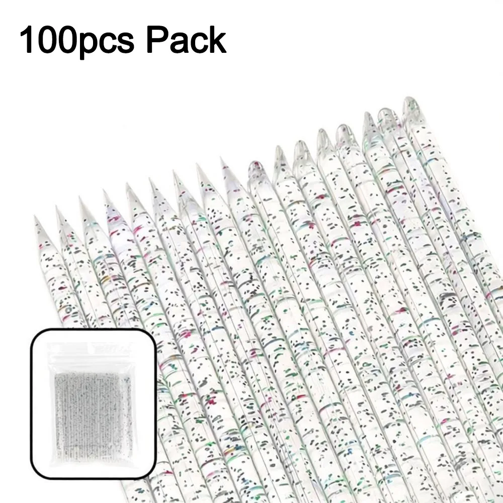 

100pcs Pack Dual-ended Nail Cuticle Pusher Rhinestones Decoration Remover Orange Wood Sticks Stick Shape 75/95mm Length