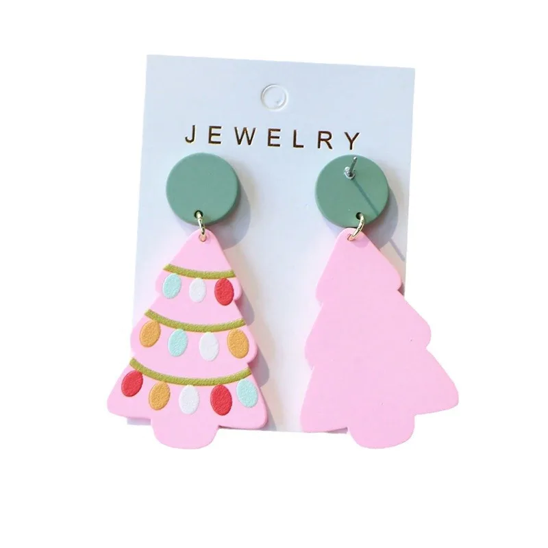 Pendientes de lentejuelas de árbol de Navidad para mujer, joyería elegante, purpurina suave, multicolor, arcoíris, 1 par