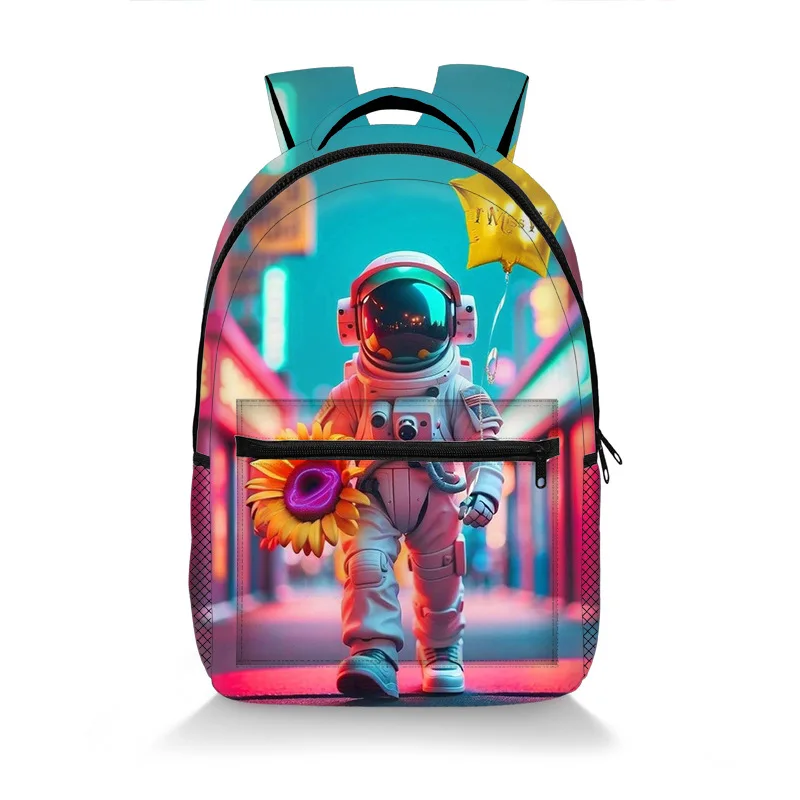 Harajuku Cool Youthful School Bags Unisex Astronauts Travel Bags 3D Printed Oxford Waterproof Notebook Shoulder Backpacks