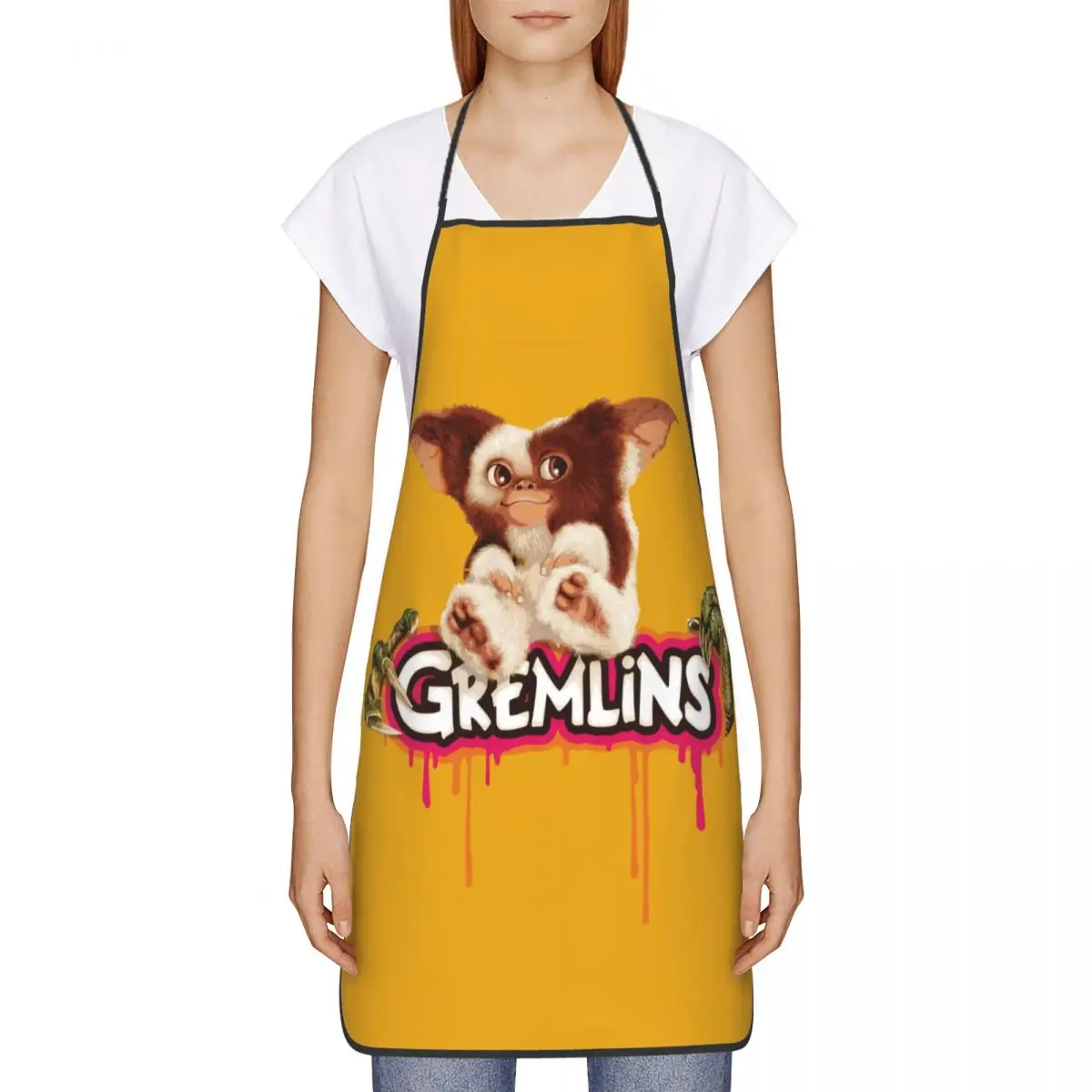 Custom Bib Gremlins Schort Mannen Vrouwen Unisex Volwassen Chef Koken Keuken Monster Film Gizmo Mogwai Tablier Cuisine Painting