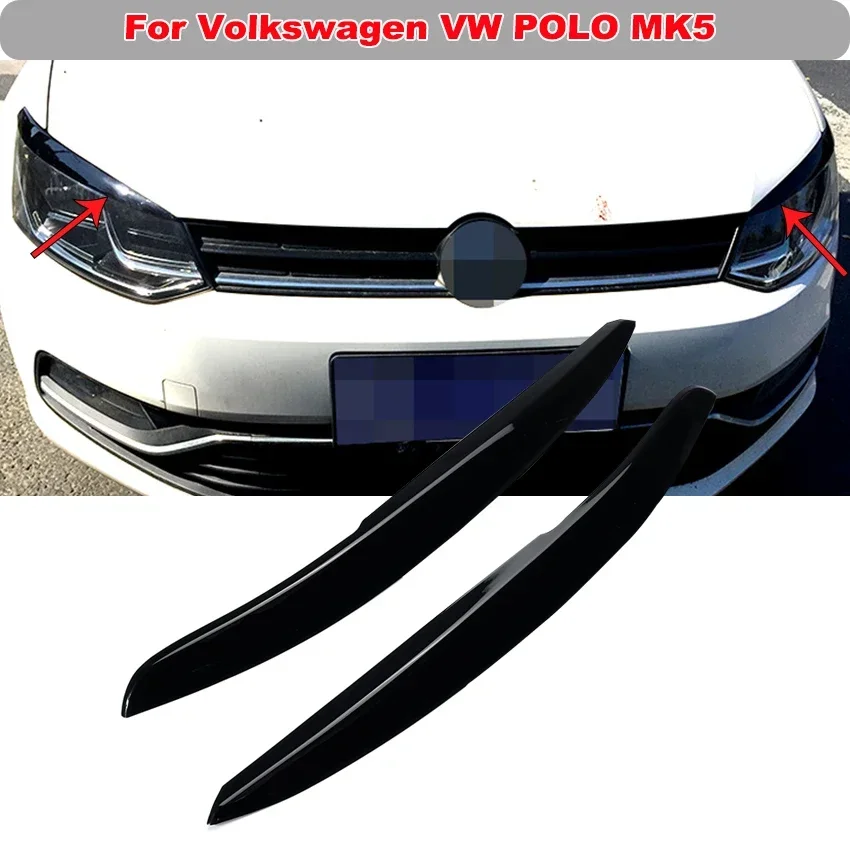 

Headlights Eyebrow Eyelids Cover Trim Sticker For Volkswagen VW POLO MK5 2011-2018 Decoration Glossy Black Car Accessories