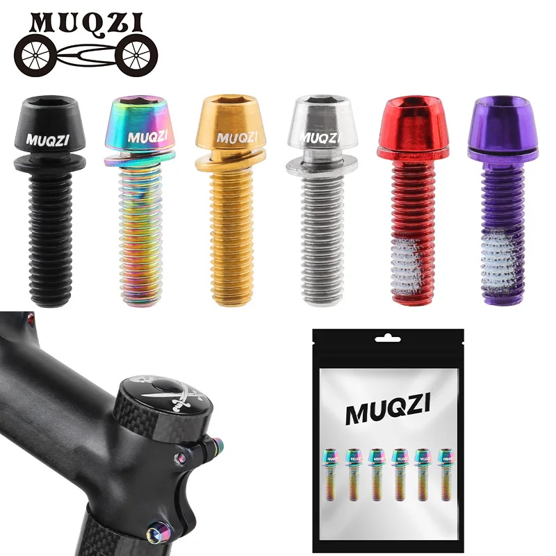 

MUQZI 6pcs Bicycle Stem Bolts M5x17mm Bike Handlebar Stem Screw With Washer Cycling Parts Accessories