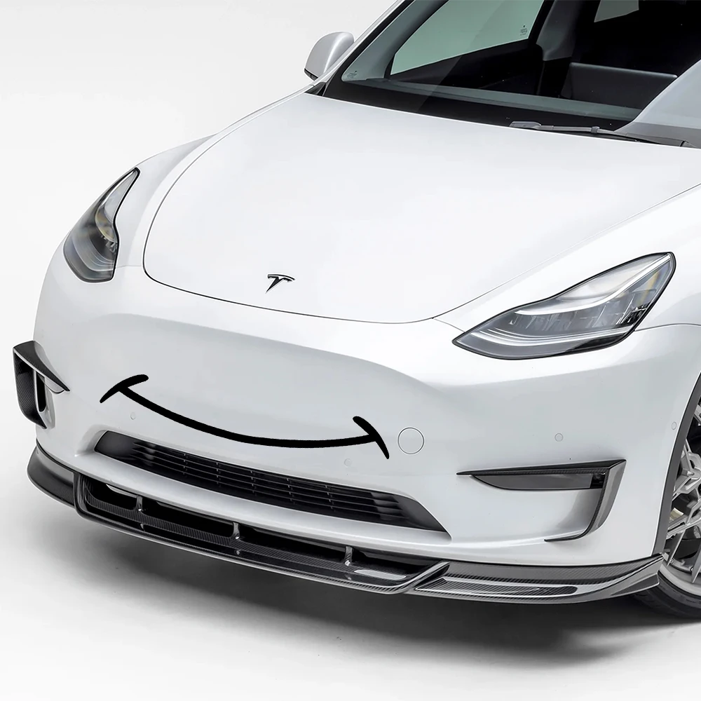 

For Tesla Model Y Front Bumper Sticker Smile Graphic Vinyl Decorative Sticker Car Modification Accessories