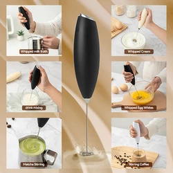 1PC Electric Egg Beater Milk Frother Wireless Handheld Coffee Cappuccino Frother Household Mini Whisk Mixer