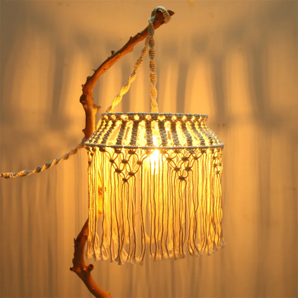 Boho Hanging Lamp Shade | Handmade Light Bohemian Hanging Lights Fixtures | Macrame Lamp Shade for B