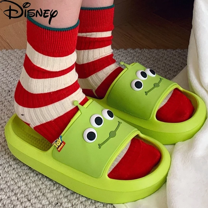 Disney Toy Story Alien Slippers Cute Cartoon Summer Soft Sole Slipper Women Man Bath Flip Flops Eva Non-slip Casual Shoes Gift