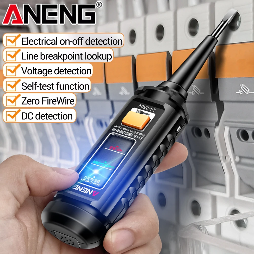 24-250V Professional AC Voltage Detection Pen Highlight Color Light Electrician Screwdriver NCV Electricity Pen Electrical Tools