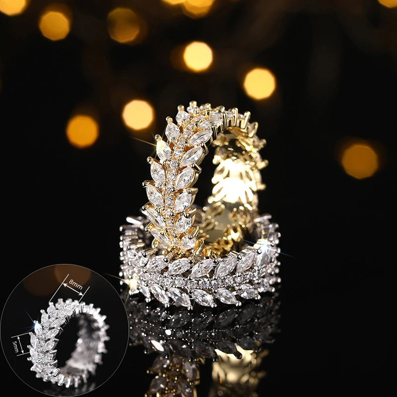 

Apaison High Carbon Diamond Eternity Band Ring for Women Wedding Engagement Gold Plated Ring Party Jewelry Gift