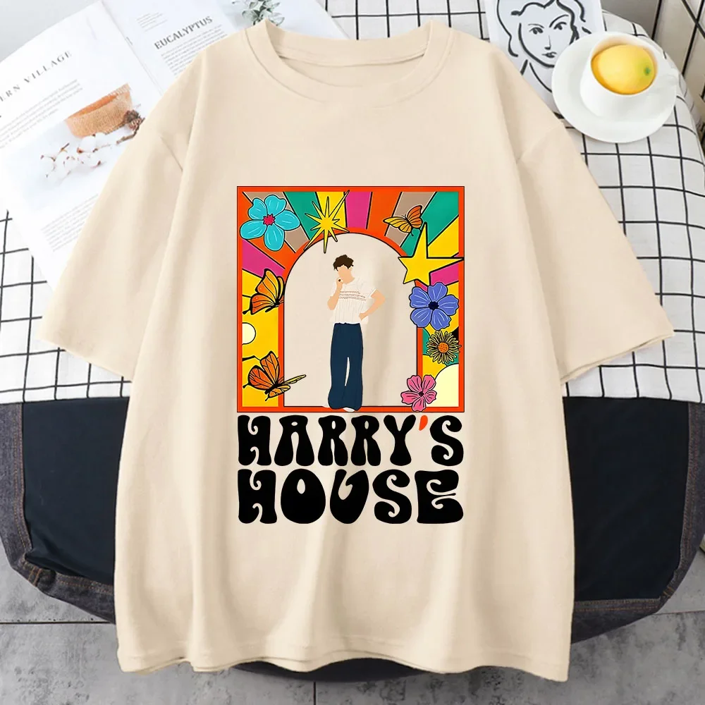 Harrys House Women T-shirts 100% Cotton Summer Manga Graphic Short Sleeve Tee Originality Slice of Life Print Individualization