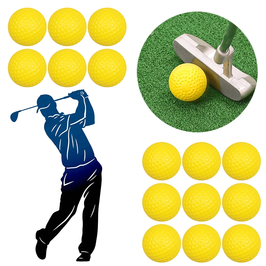 6/12PCS Bright Yellow PU Golf Training Ball Standard Dimensions Indoor Home Office Backyard Practice Canine Chasing Playing ZYF