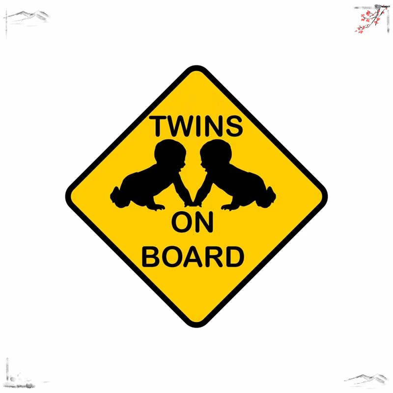 TWINS ON BOARD Car Sticker Lovely Baby Decal PVC 13.1CM*13.1CM,KK