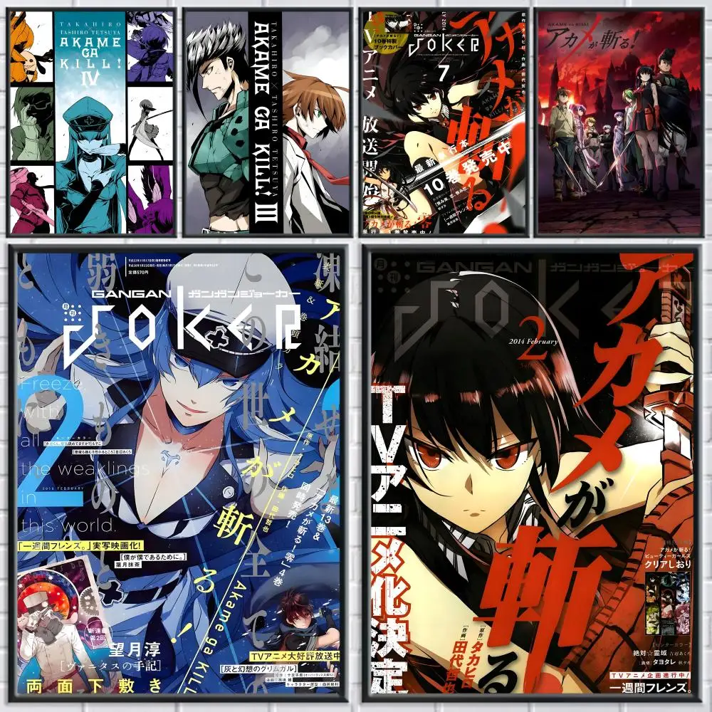 Anime A-Akame ga Kill Poster Home Living Bed Room Bar Hallway Sticky Wall Printing Waterproof Aesthetic Decor