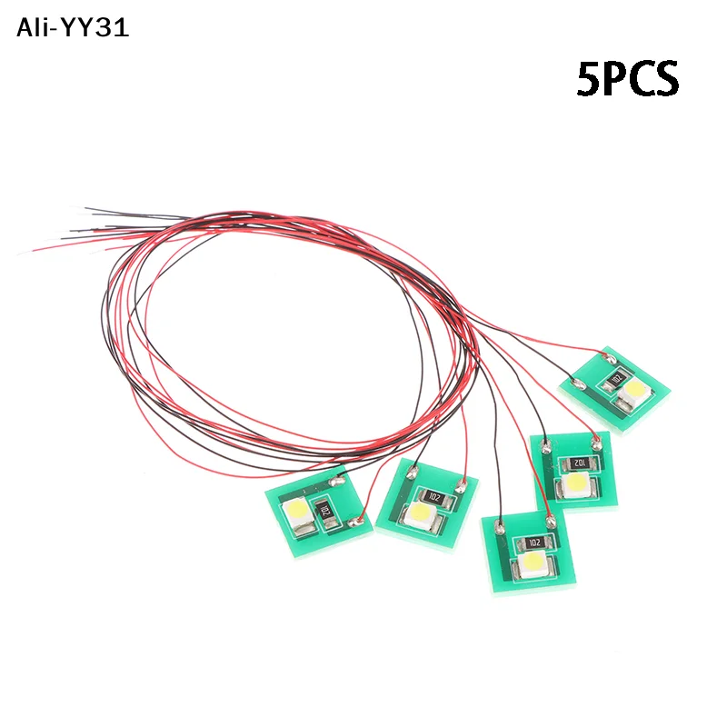 

【WG】5PCS Pre Wired WARM White SMD 3528 Led Lamp Light Set 12V ~ 18V NEW For Model Railway Trains 1SET=5PCS