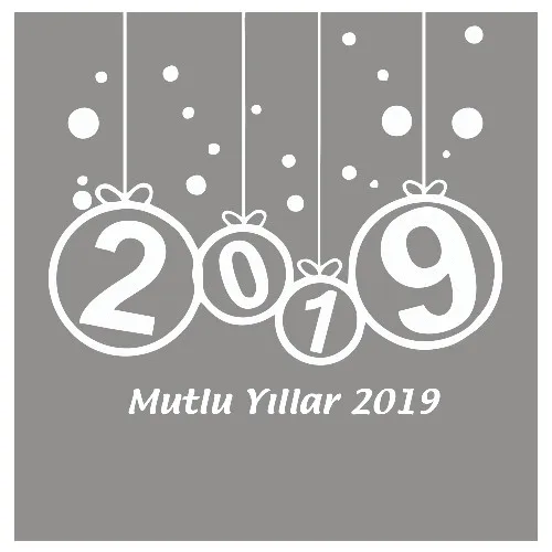 New Jargon New Year Decoration 2019 Happy birthday Lettering Sticker Decal White