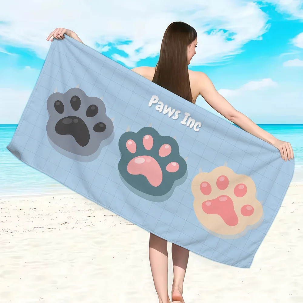 Cat Paw Towel Soft Lightweight Anti-Sand Large Beach Towel Quick-Drying Bath Sports Family