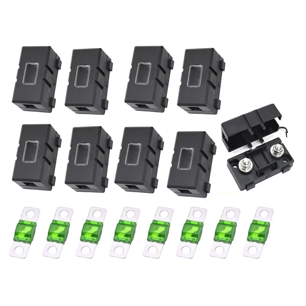 8PCS Car Electrical Fuse Holders 30A 40A 50A 60A 80A 125A Flame Retardant PA66 Material with Dust Protection Cover for Vehicles