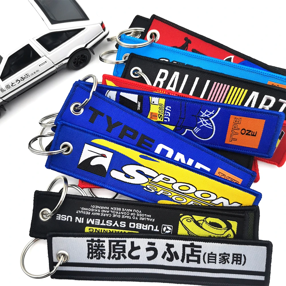 Embroidered Car Keychain For JDM Racing Keyring Nylon Woven Key Chain Key Strap Auto Motorcycle Key Holder Accessories