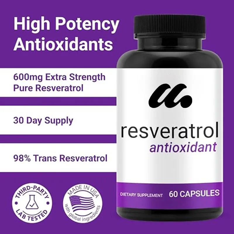 แคปซูล Resveratrol 98% ความบริสุทธิ์สูง-สารต้านอนุมูลอิสระ-60แคปซูล