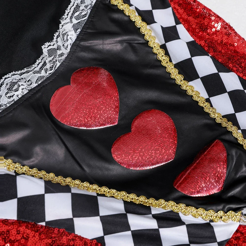 Halloween-Märchenkostüm Alice im Wunderland, Cosplay, Karnevalskostüm, Mardi Gras, Poker-Königin der Herzen, Kleid, Anzug, Maskerade – Detail 8