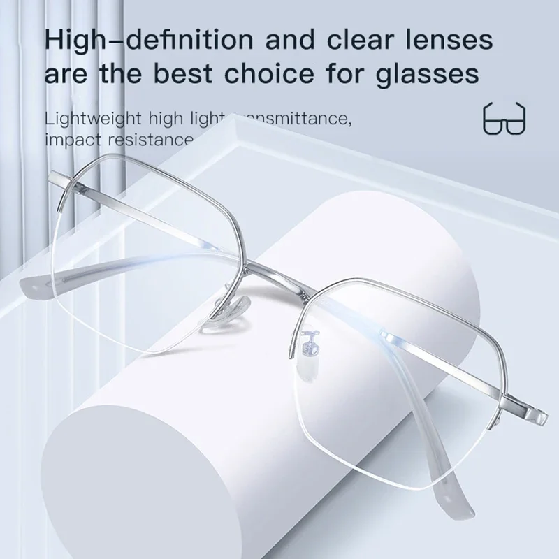 

ENTITY Fashion Ultra-Light Metal Half-frame Glasses Optical Myopia Prescription Eyeglasses Frame Men Anti Blue Light HS8280