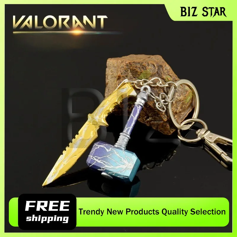 

8cm/3.15in Valorant 2PC Metal Handicraft Ornaments for The Punishment of God Small Knife and Thunder Hammer Game Peripheral Gift