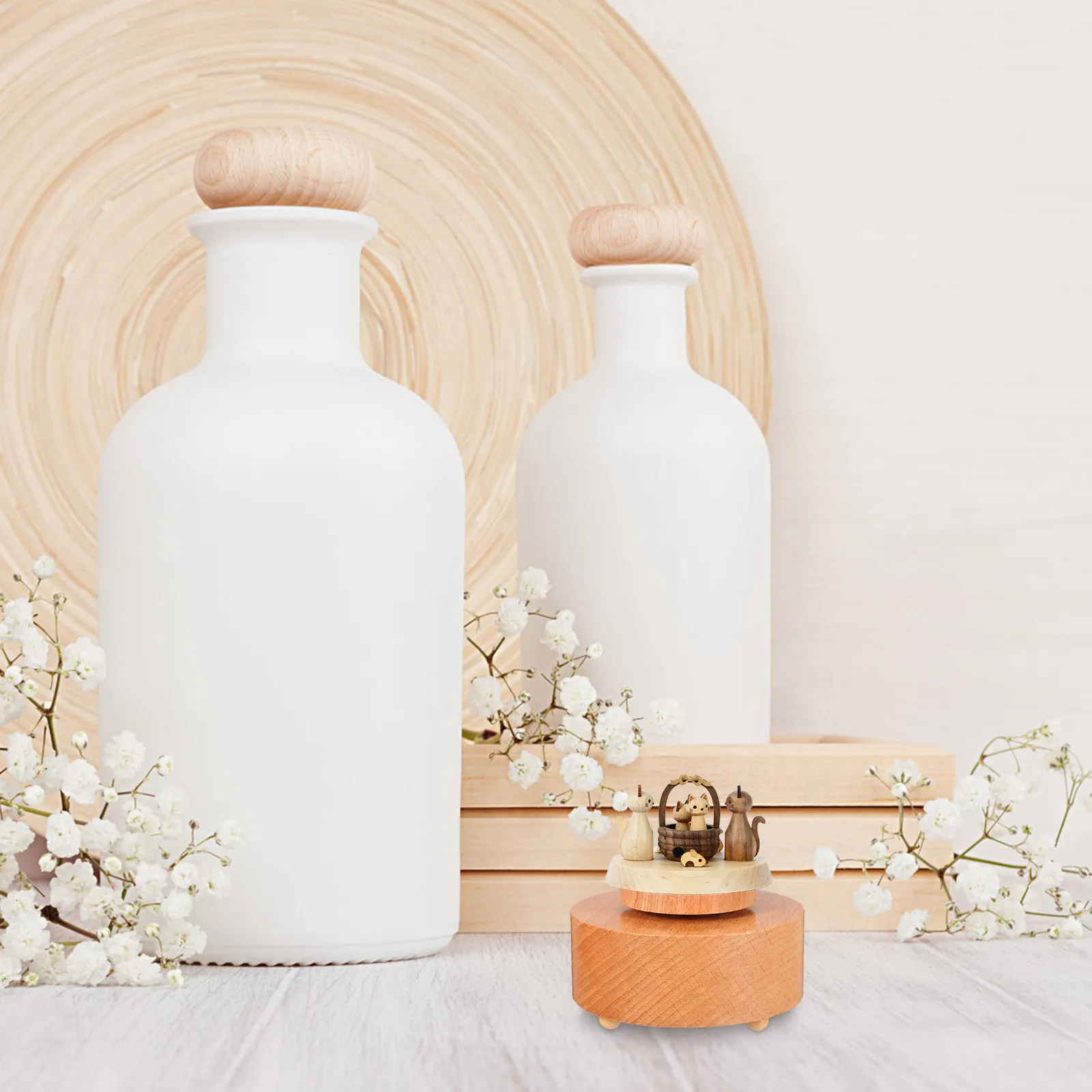 

Round Rotating Music Box Base Wooden Wind Up DIY Kit Replacement Part Home Decor Craft Projects DIY Wooden Music Box