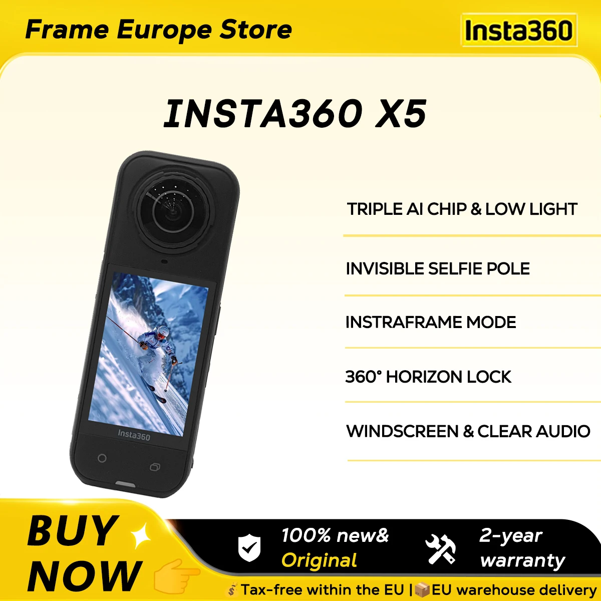 [LOCAL+] Cámara de Acción Insta360 X5 360 ° Lente de Cámara Deportiva Resistente al Agua 8K 30Fps 360 ° Cámara de… — oferta en AliExpress