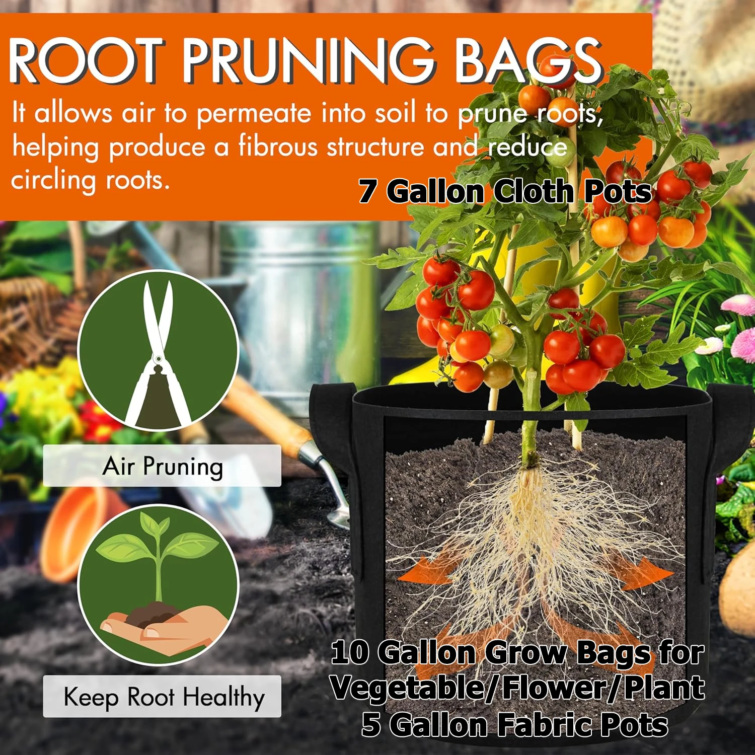 10 Gallon Grow Bags for Vegetable/Flower/Plant, 5 Gallon Aeration Fabric Pots with Handles Cloth Pots for Plants Garden Gift