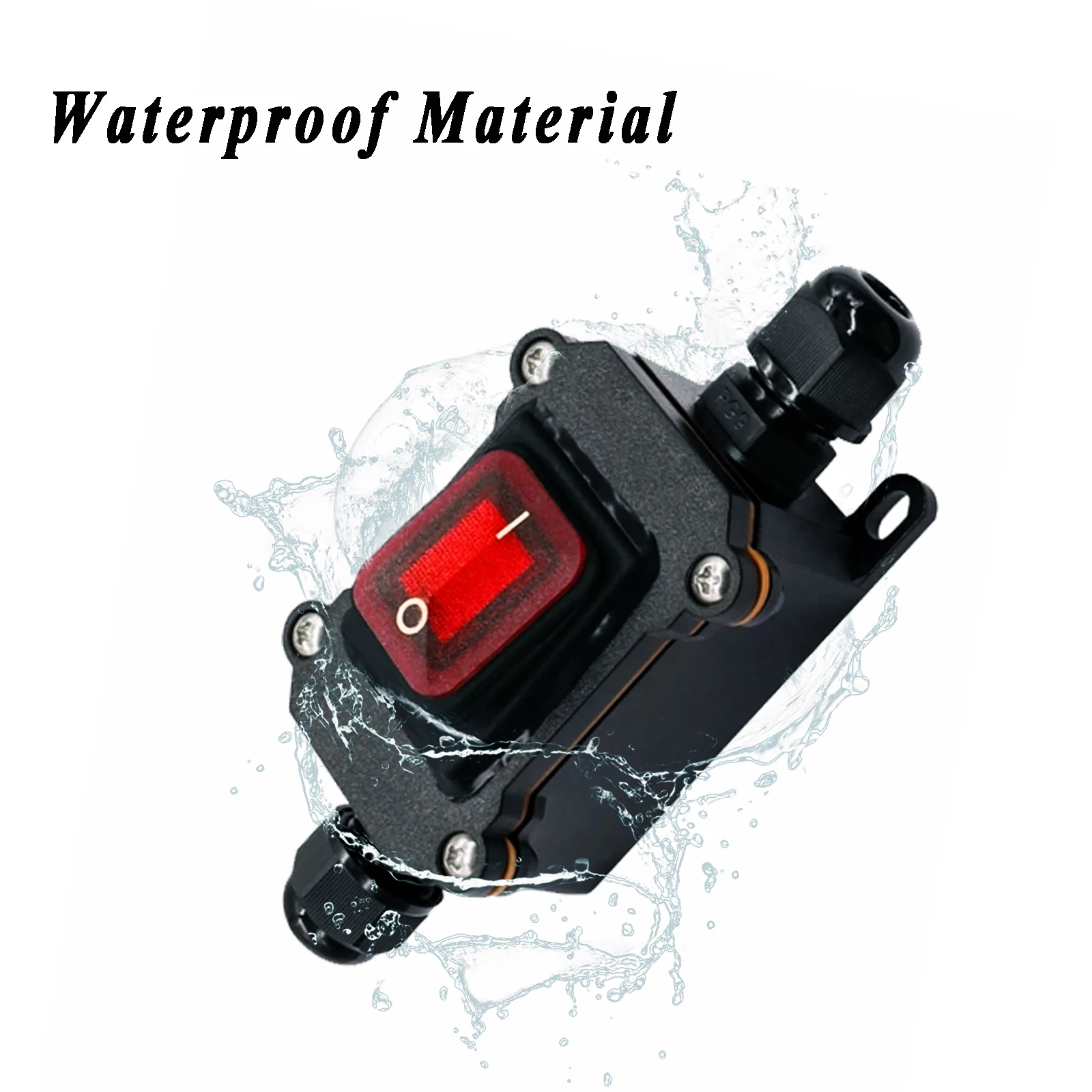 

4Pin Inline Cord Switch AC 125V-250V IP66 Waterproof Rocker Toggle Switch with Red/Green LED Button Heavy Outdoor Device Parts
