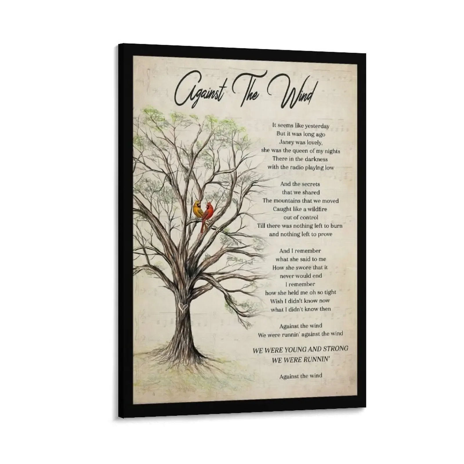 

Against The Wind Lyrics Bob Seger & The Silver Bullet Band - Cardinal Bird Couple Canvas Painting Decoration home