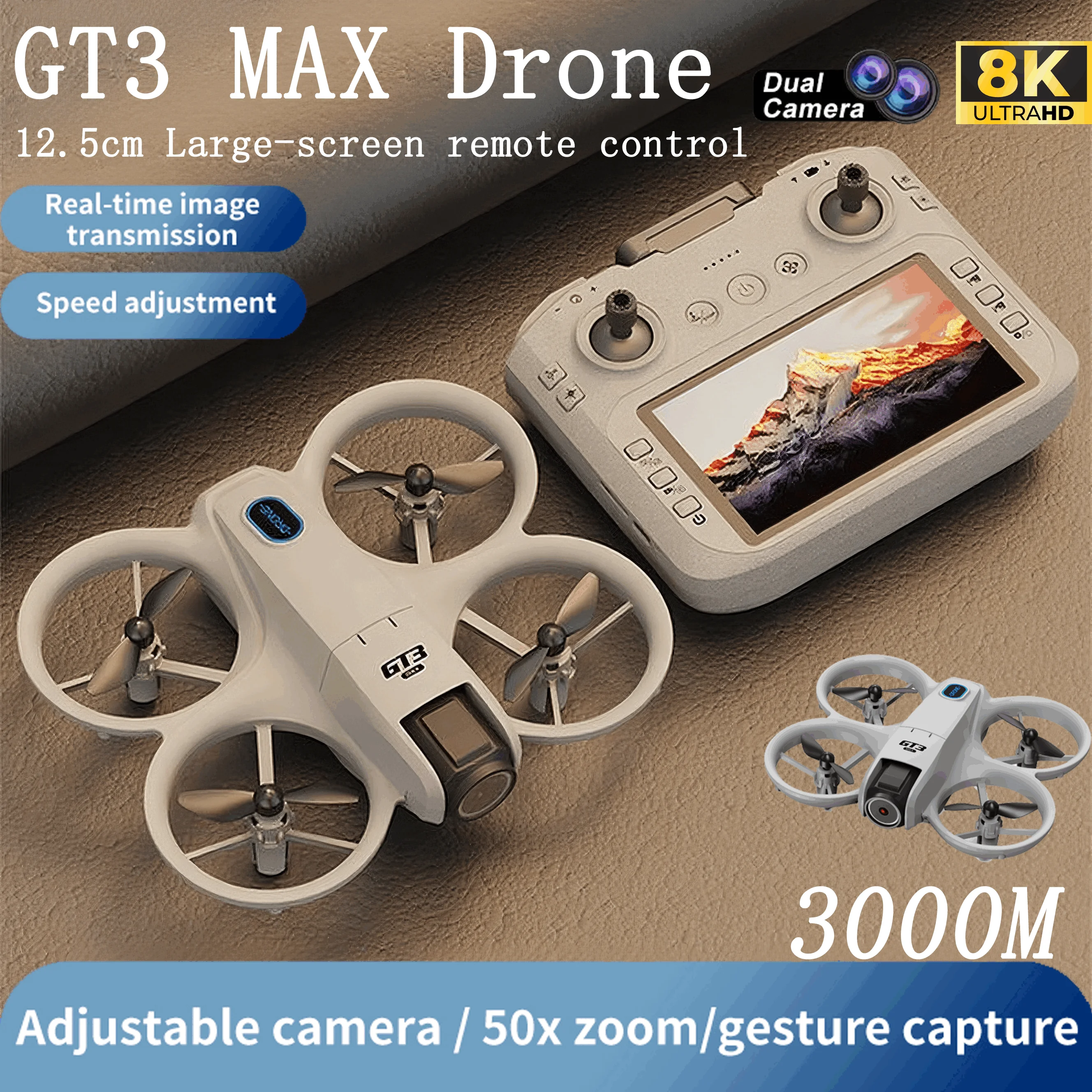 

GT3 MAX Mini Drone 5G 8K GPS Professional HD Aerial Photography Dynamic Lighting Remote Control Aircraft Optical Flow Quadcopter