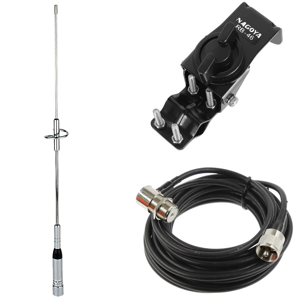 

NL-770S antenna with black RB-46 Mount Bracket and 5M RG58 Extension Cable For Car Radio Kenwood Yaesu ICOM