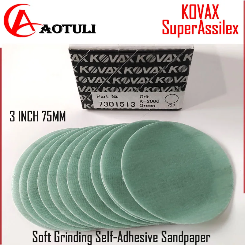 

KOVAX Soft Grinding Self-Adhesive Sandpaper 3 inch Super Assilex 1200-3000 Mesh for Mini Polisher Pneumatic Car fine polishing