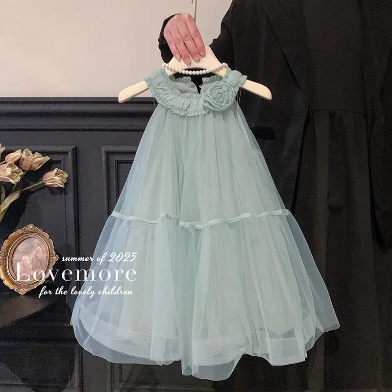 Girls' Dress 2025 Summer New Item for Baby Girls Korean Version Mesh Birthday Fluffy Gauze Princess Dress