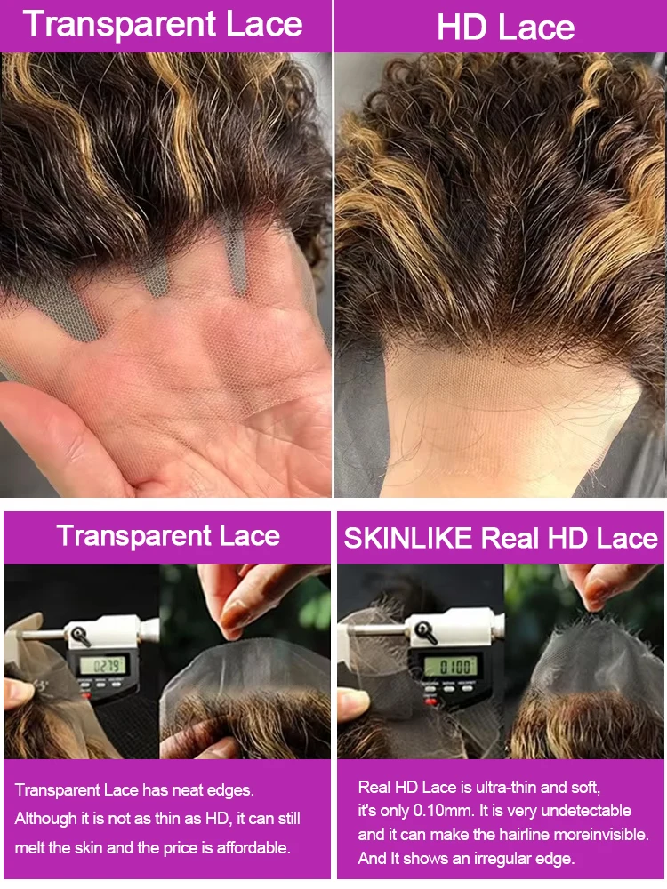Highlight Wig Human Hair Ombre Colored Transparent Hd Lace Wig 13x6 Deep Wave Jerry Curly Lace Frontal Human Hair Wig Brazilian Swiss Full Lace 13x4 Water Wave Glueless Wigs Human Hair For Black Women image 6
