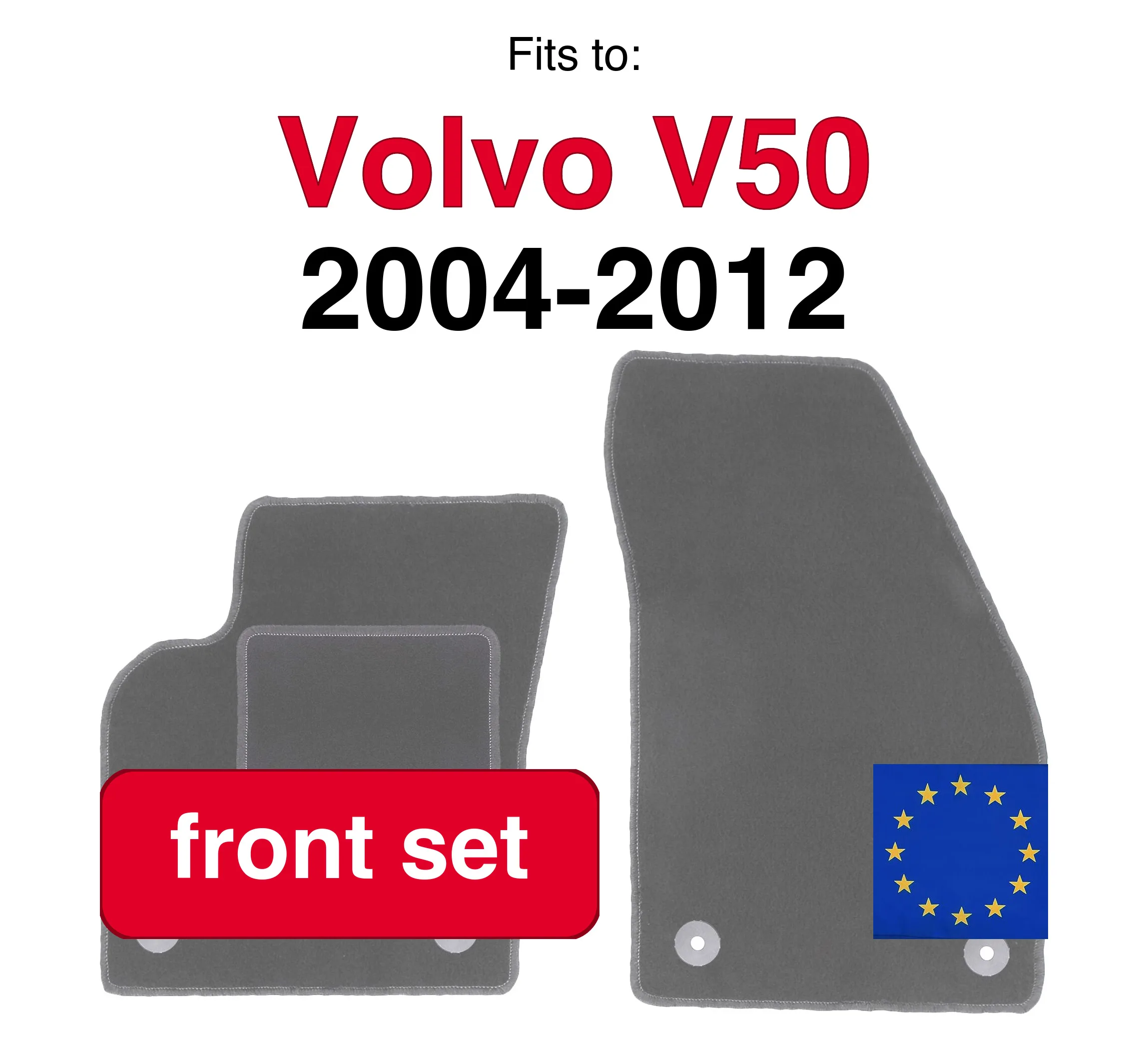Auto velours vloermatten voor Volvo C30 hatchback (2006-2012) - grafiet (2 stuks) set auto vloermatten voor de voorkant van de auto