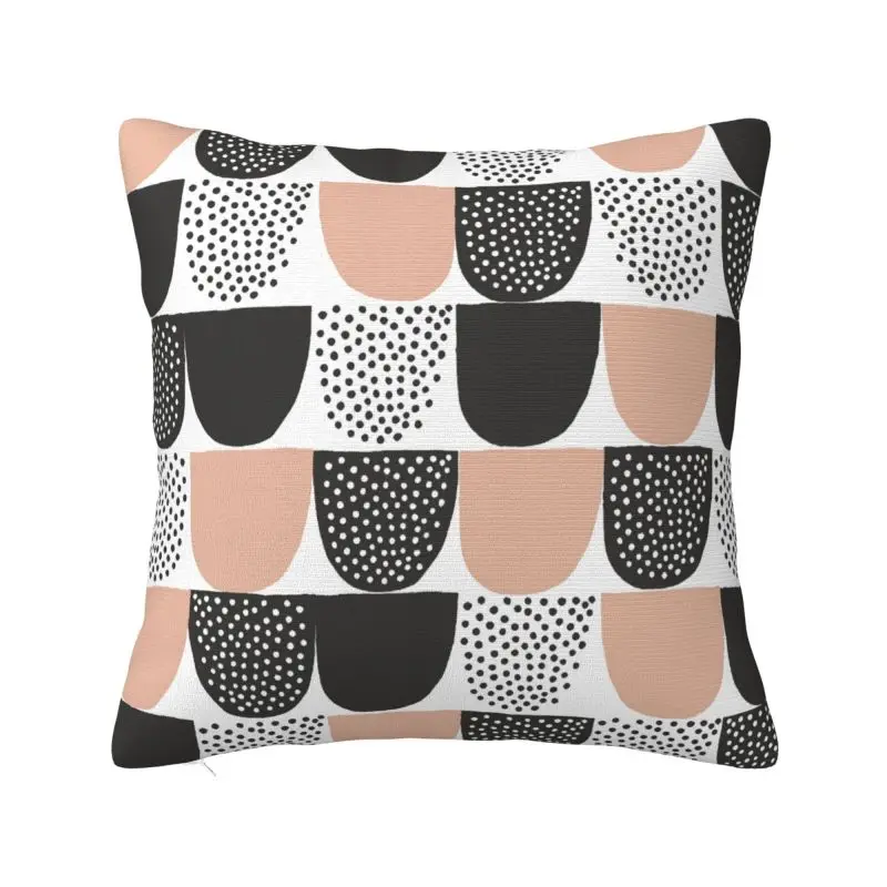 Custom Modern Sugar Pink Cushion Cover for Sofa Polyester Circular Art Pattern Throw Pillow Case