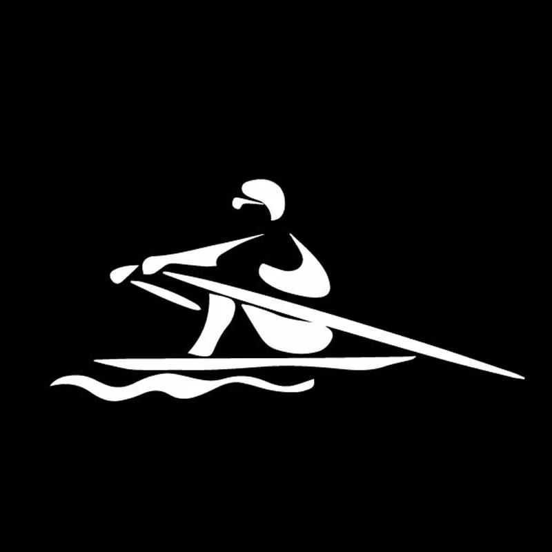 Car Stickers Simple Travel Boat Rowing Rudder Line PVC Car Decoration Accessories Decals Waterproof Black/white,15cm*7cm