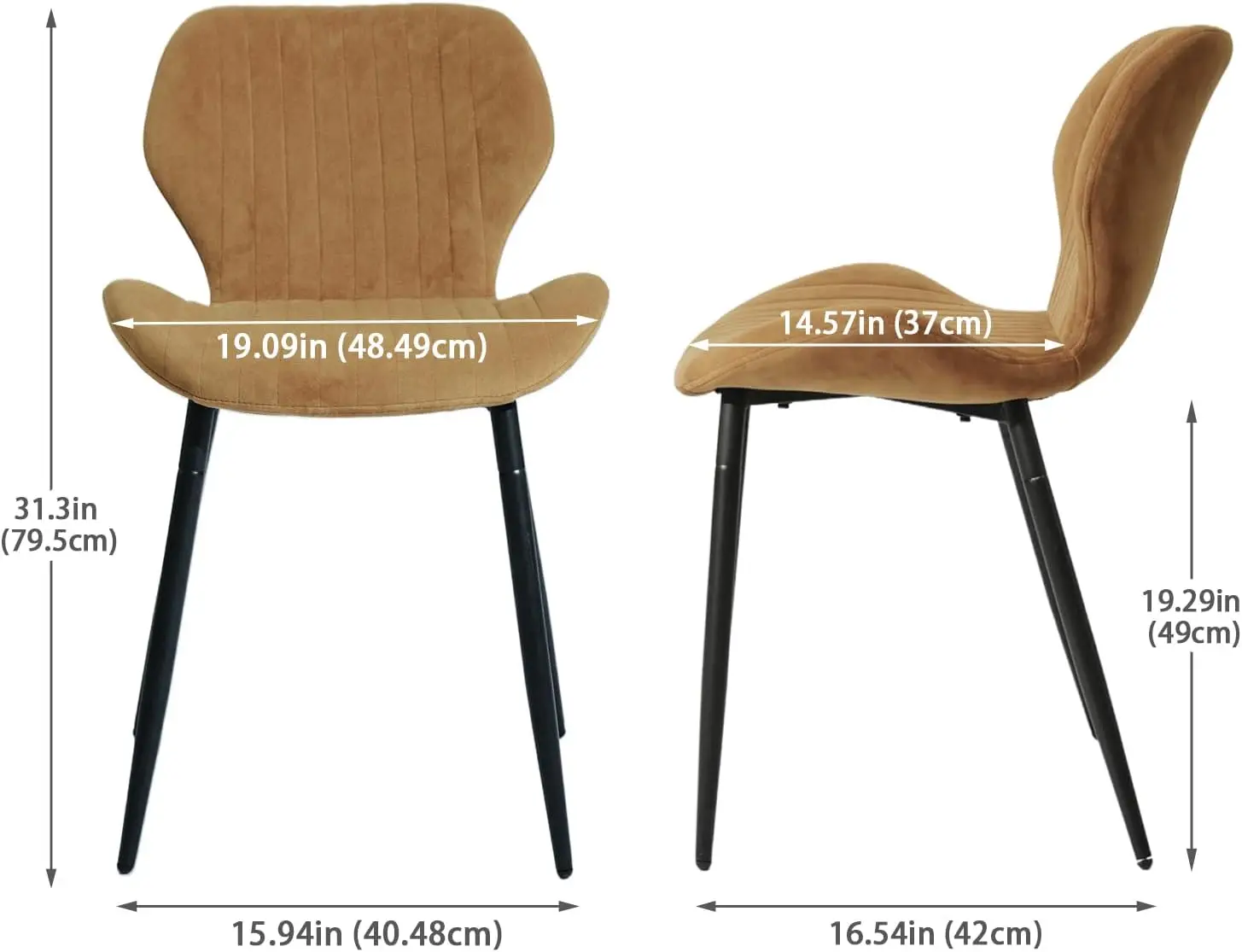 Canglong Mid Century Modern Dining Chairs, Upholstered Kitchen Dining Room Chairs, Velvet Comfortable Dining Chair With Metal