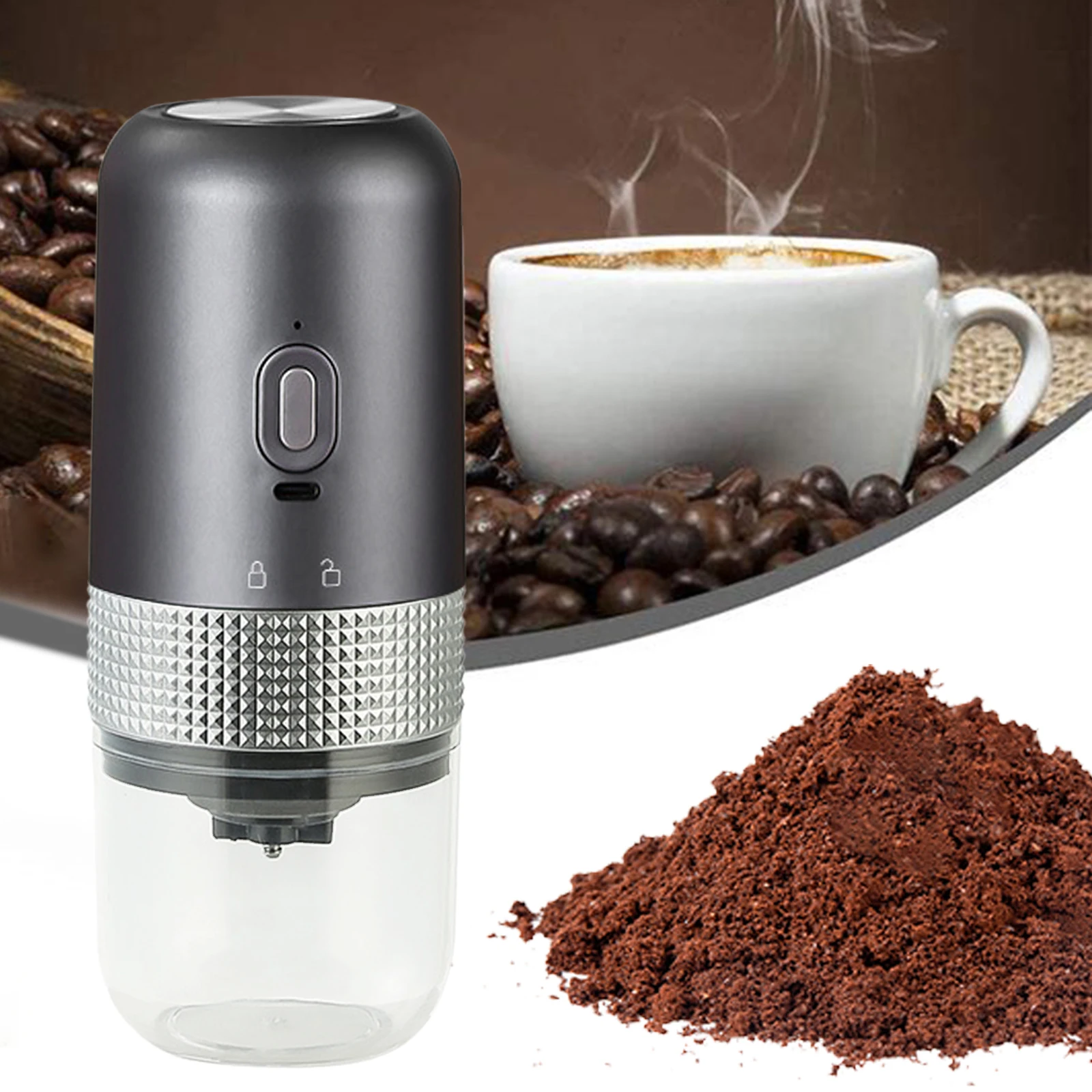 Portable Coffee Grinder Adjustable Coarse Small Rechargeable Automatic Efficient Electric Coffee Bean Grinder for Beans Spice