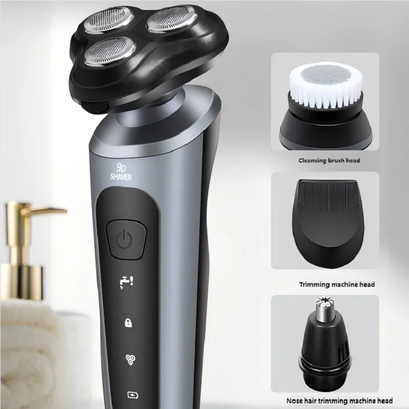 Men's Intelligent Rechargeable Shaver Wet/Dry Beard Razor ABS Tondeuse Dissolving Beard Rechargeable Razor for Smooth Skin
