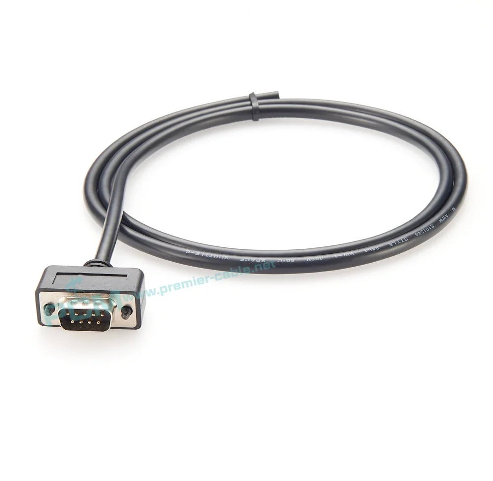 Low Profile DB9 RS232 seriële adapterkabel, 180 graden slanke D-Sub 9-pins mannelijke RS232 seriële communicatiekabel met één uiteinde 1M